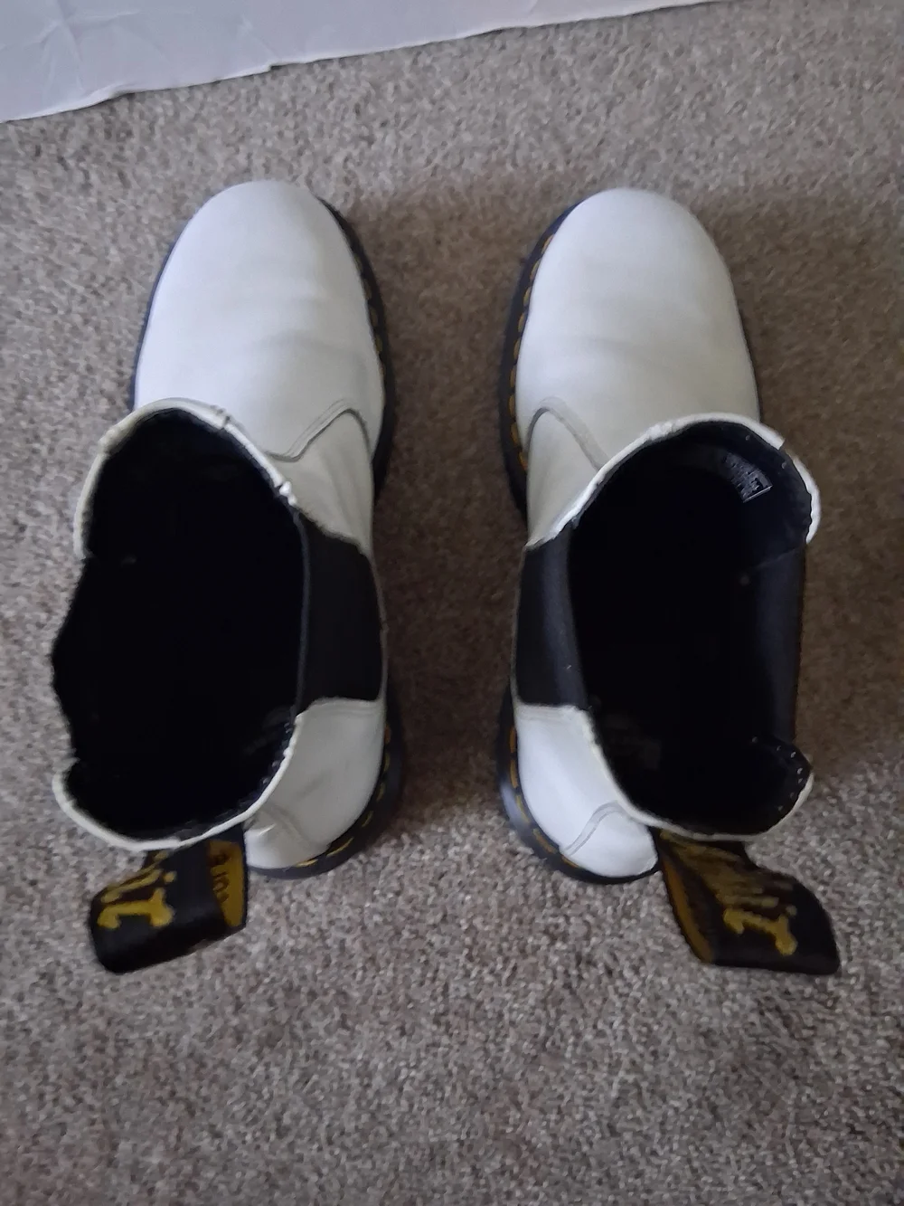 Dr. Martens 2976 Quad Platform Chelsea Boots White Leather Sz US Men 8 / Women 9